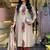 cream & maroon paisley hand block print cotton straight kurta palazzo set with dupatta