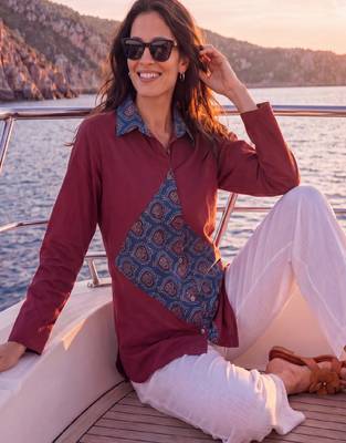 maroon cotton patch work shirt 2