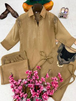 cream color embroidered wrok silk blend salwar suit 5