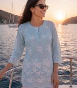  sky blue cotton lucknowi top