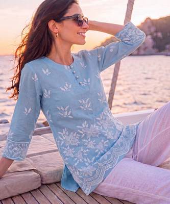  sky blue cotton lucknowi top 2