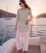  green cotton lucknowi top
