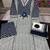 navy blue & beige chevron block printed handwork cotton straight kurta set