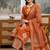 rust orange hand block floral printed pintex work cotton straight kurta set