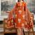 rust orange hand block floral printed pintex work cotton straight kurta set