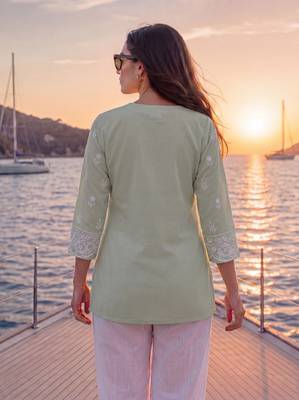  green cotton lucknowi top 3