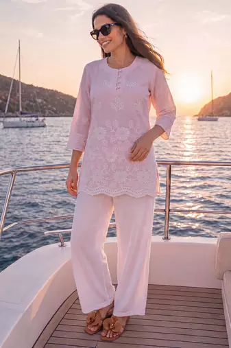  pink cotton lucknowi top