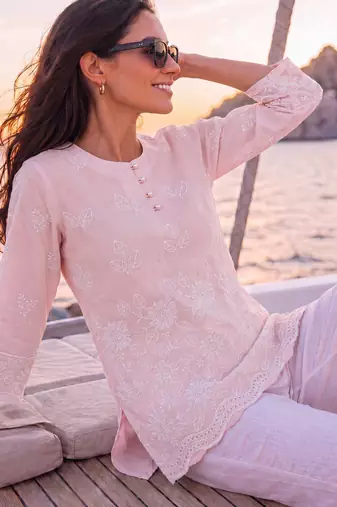  pink cotton lucknowi top