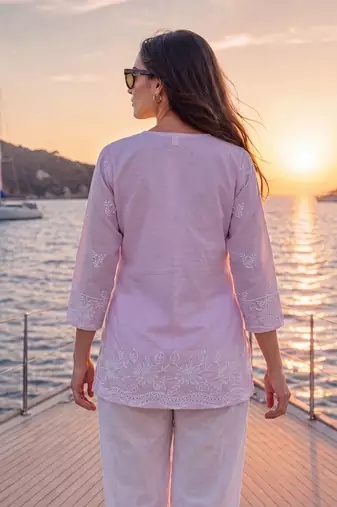  pink cotton lucknowi top