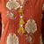 rust orange hand block floral printed pintex work cotton straight kurta set
