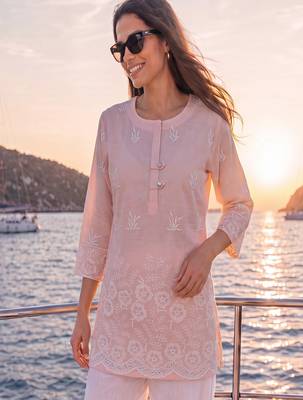  peach cotton lucknowi top 1