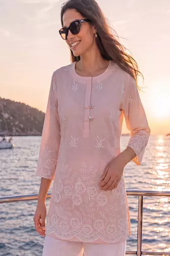  peach cotton lucknowi top