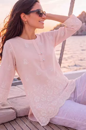  peach cotton lucknowi top