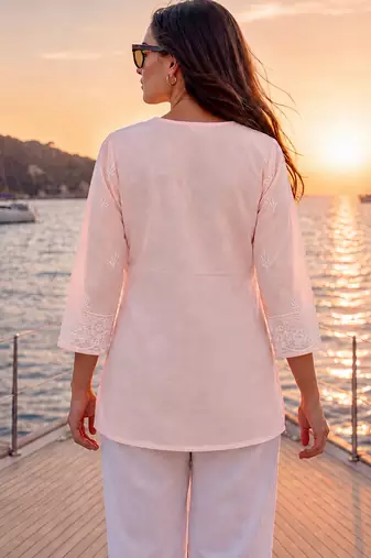  peach cotton lucknowi top