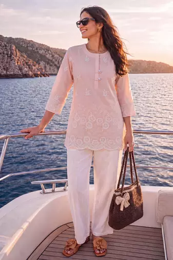  peach cotton lucknowi top