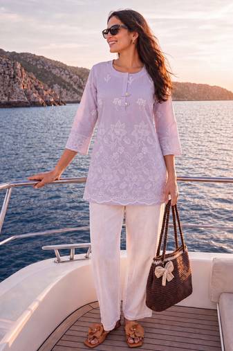  lavender cotton lucknowi top
