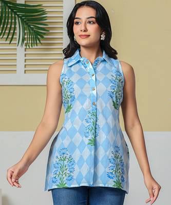  blue cotton shirt top 1
