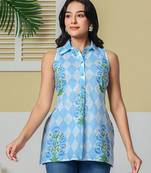  blue cotton shirt top