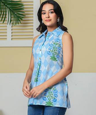  blue cotton shirt top 2