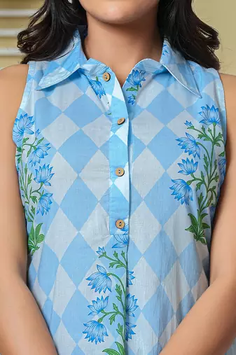  blue cotton shirt top