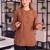  brown mul chanderi puff sleeve style shirt