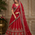 Red color Sequins Multi Cotton thread Work Crystal Beads silk blend Lehenga Choli set 