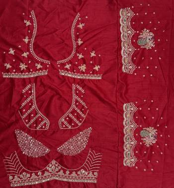 Red color Sequins Multi Cotton thread Work Crystal Beads silk blend Lehenga Choli set  5