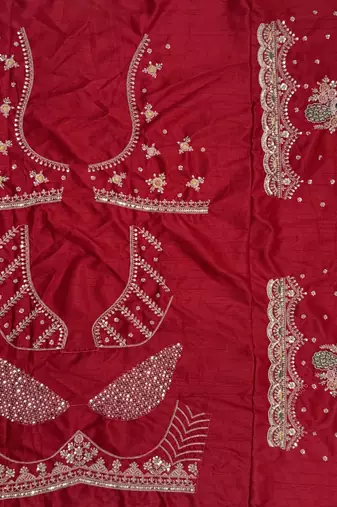 Red color Sequins Multi Cotton thread Work Crystal Beads silk blend Lehenga Choli set 