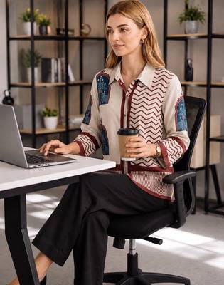  cream and maroon muslin ethnic print shirt 4