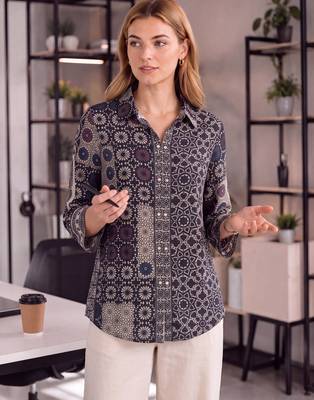  black muslin ethnic print shirt 1