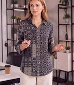  black muslin ethnic print shirt