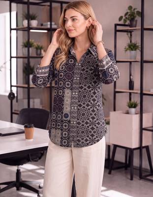  black muslin ethnic print shirt 4