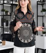  black muslin ethnic print shirt