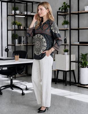  black muslin ethnic print shirt 2