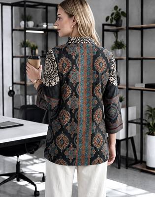  black muslin ethnic print shirt 3