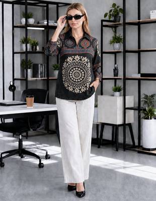  black muslin ethnic print shirt 5