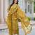 Beautiul  jaipuri mustard floral print & hand block cotton straight kurta set with plazo and dupatta