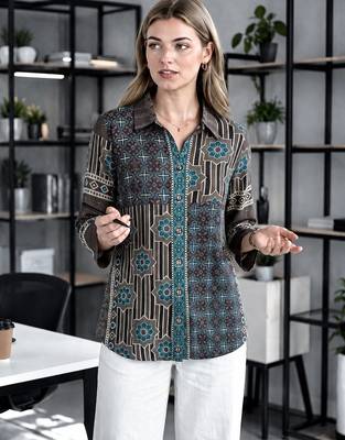 brown muslin ethnic print shirt 1