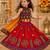Red kutch work embroidered cotton mirrorwork chaniya choli set with dupatta