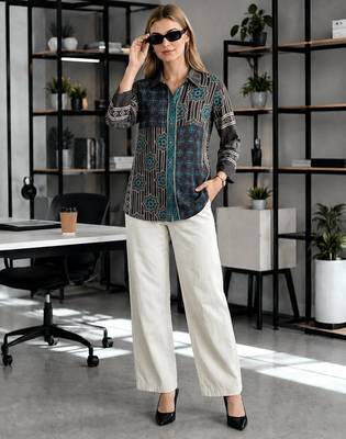  brown muslin ethnic print shirt 5