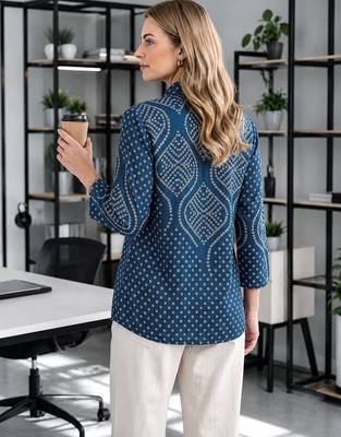  blue muslin bhandhej shirt 3