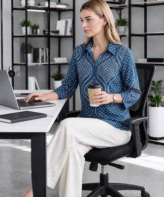  blue muslin bhandhej shirt 4