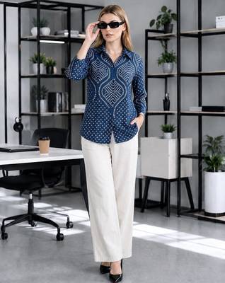  blue muslin bhandhej shirt 5