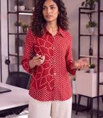  red muslin bhandhej shirt