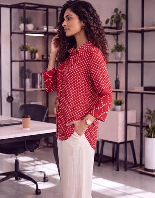  red muslin bhandhej shirt 2