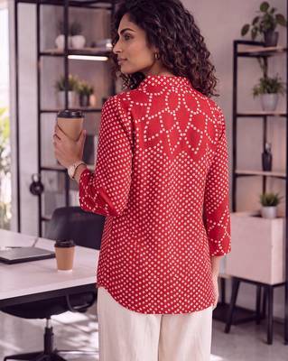  red muslin bhandhej shirt 3