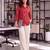  red muslin bhandhej shirt