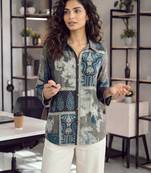  grey muslin ethnic print shirt