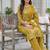 Beautiul  jaipuri mustard floral print & hand block cotton straight kurta set with plazo and dupatta