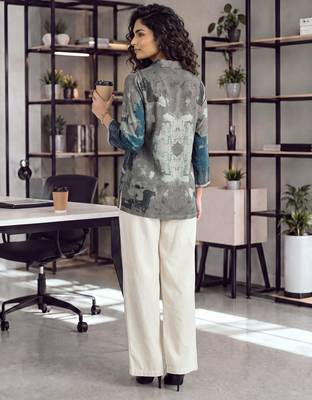  grey muslin ethnic print shirt 3